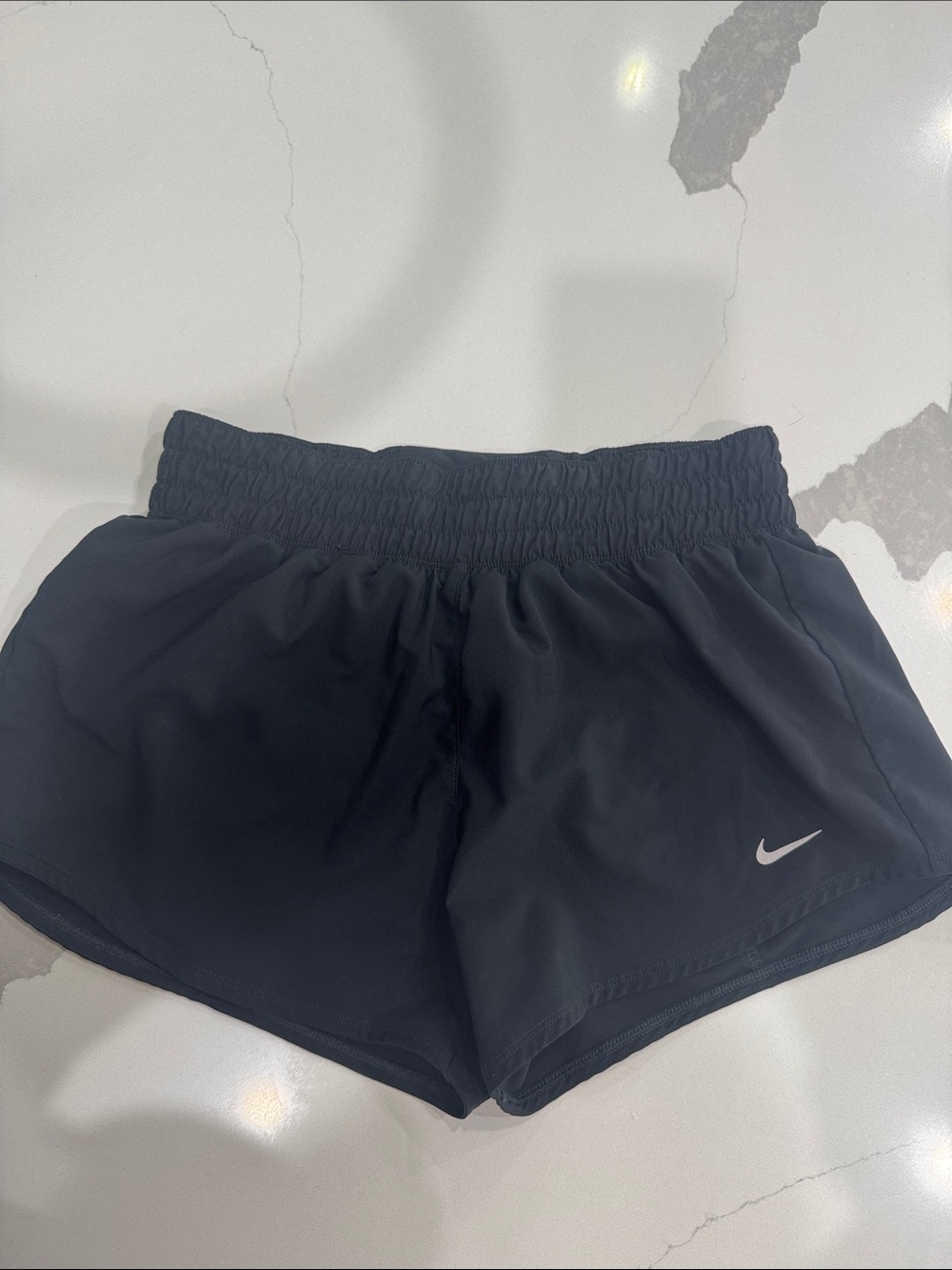 Nike Women's Black Athletic Shorts with White Swoosh